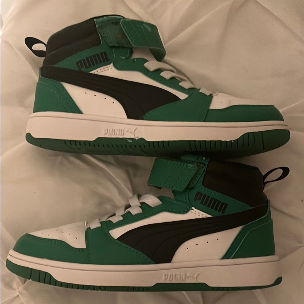 PUMA Kids Green and White Sneakers